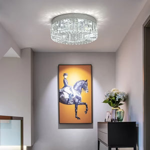 Plafonnier Luxe en Cristal et Acier — LED Intégrée Réglable, Ø50 cm | GLACIER™