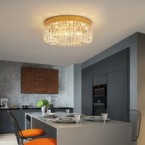 Plafonnier Luxe en Cristal et Acier — LED Intégrée Réglable, Ø50 cm | GLACIER™