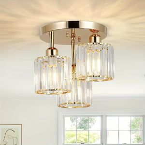 Plafonnier Moderne 3 Lumières en Cristal et Métal Doré | AURORE™