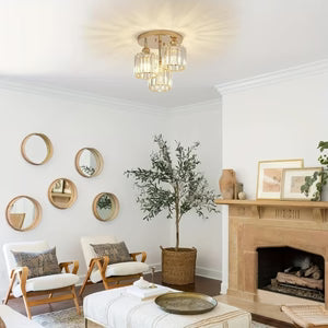 Plafonnier Moderne 3 Lumières en Cristal et Métal Doré | AURORE™