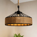 Suspension Classique en Corde de Chanvre et Fer Ø30 cm — Rétro | CHANVRE™