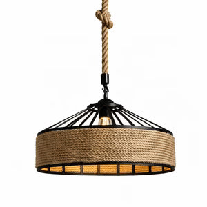 Suspension Classique en Corde de Chanvre et Fer Ø30 cm — Rétro | CHANVRE™