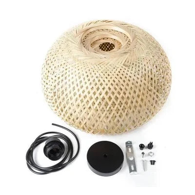 Suspension Design Dôme en Bambou Tressé — Lustre Style Japonais pour Salle à Manger | Kyoto™