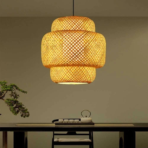 Suspension Design Étagée en Bambou Tressé — Style Japandi et Balinais pour Salon | BALI™
