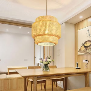 Suspension Design Étagée en Bambou Tressé — Style Japandi et Balinais pour Salon | BALI™