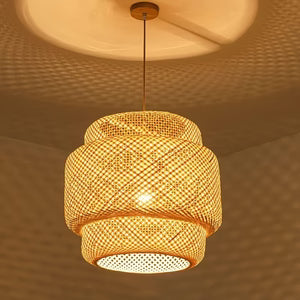 Suspension Design Étagée en Bambou Tressé — Style Japandi et Balinais pour Salon | BALI™