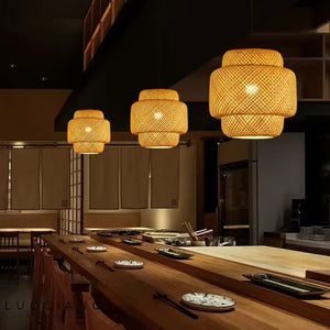 Suspension Design Étagée en Bambou Tressé — Style Japandi et Balinais pour Salon | BALI™