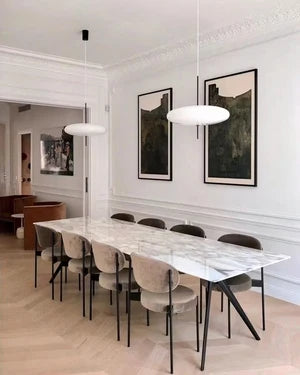 Suspension Design Soucoupe en Opaline et Métal — Lustre Vintage Style Mid-Century | L'ORBITA™