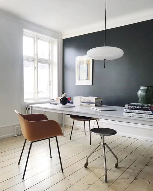 Suspension Design Soucoupe en Opaline et Métal — Lustre Vintage Style Mid-Century | L'ORBITA™