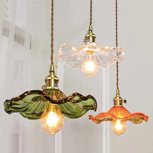 Suspension en Verre Coloré et Laiton — Style Nordique Vintage | MURANO™