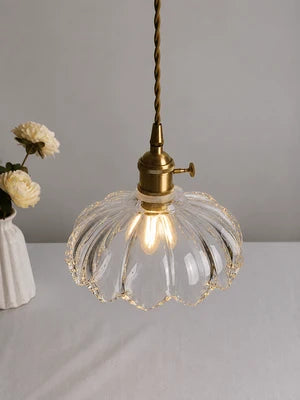 Suspension Verre Soufflé Vintage Shanghai — Luminaire Rétro Cuivre Poli | CANTON™