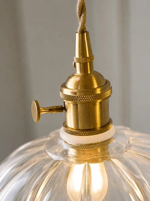 Suspension Verre Soufflé Vintage Shanghai — Luminaire Rétro Cuivre Poli | CANTON™