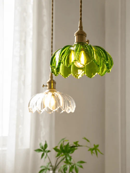 Suspension Verre Soufflé Vintage Shanghai — Luminaire Rétro Cuivre Poli | CANTON™