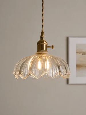 Suspension Verre Soufflé Vintage Shanghai — Luminaire Rétro Cuivre Poli | CANTON™